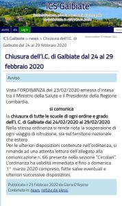 chiusura scuola pandemia 2020